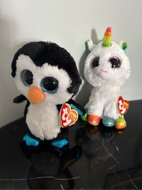 Beanie babies set - penguin & unicorn NWT
